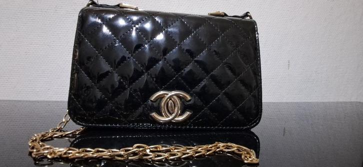 Handtas dames chanel / delveau, Sieraden, Tassen en Uiterlijk, Tassen | Damestassen, Zo goed als nieuw, Handtas, Zwart, Ophalen of Verzenden