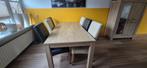 Eetkamertafel met 6 stoelen, Ophalen, Gebruikt, Eikenhout, 50 tot 100 cm