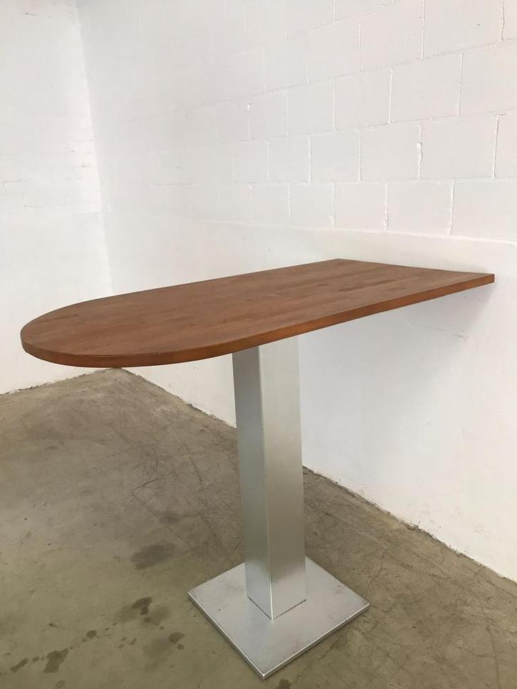 Te koop statafel houten blad met ijzer onderstel, Huis en Inrichting, Tafels | Statafels, Zo goed als nieuw, Ophalen