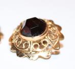 Antiek 14 krt gouden oorbellen, facetgeslepen granaatsteen, Antiek en Kunst, Antiek | Goud en Zilver, Verzenden, Goud