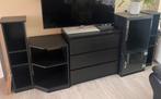 Tv meubel zwart bestaat uit verschillende losse kastjes, 25 tot 50 cm, 200 cm of meer, 100 tot 150 cm, Gebruikt