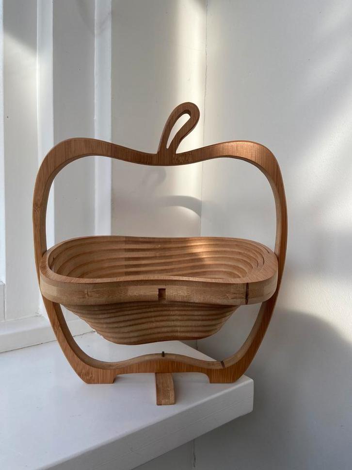 Opvouwbare Bamboe Fruitmand - Appel Vorm, Huis en Inrichting, Woonaccessoires | Schalen en Manden, Nieuw, Mand, Overige vormen