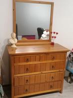 Grenen ladekast met spiegel, Ophalen, Gebruikt, 100 tot 150 cm, Landelijk