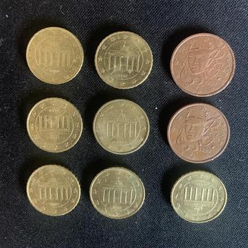 Euromunten (10 cent Duitsland 2002 + 5 cent Frankrijk 1999) beschikbaar voor biedingen