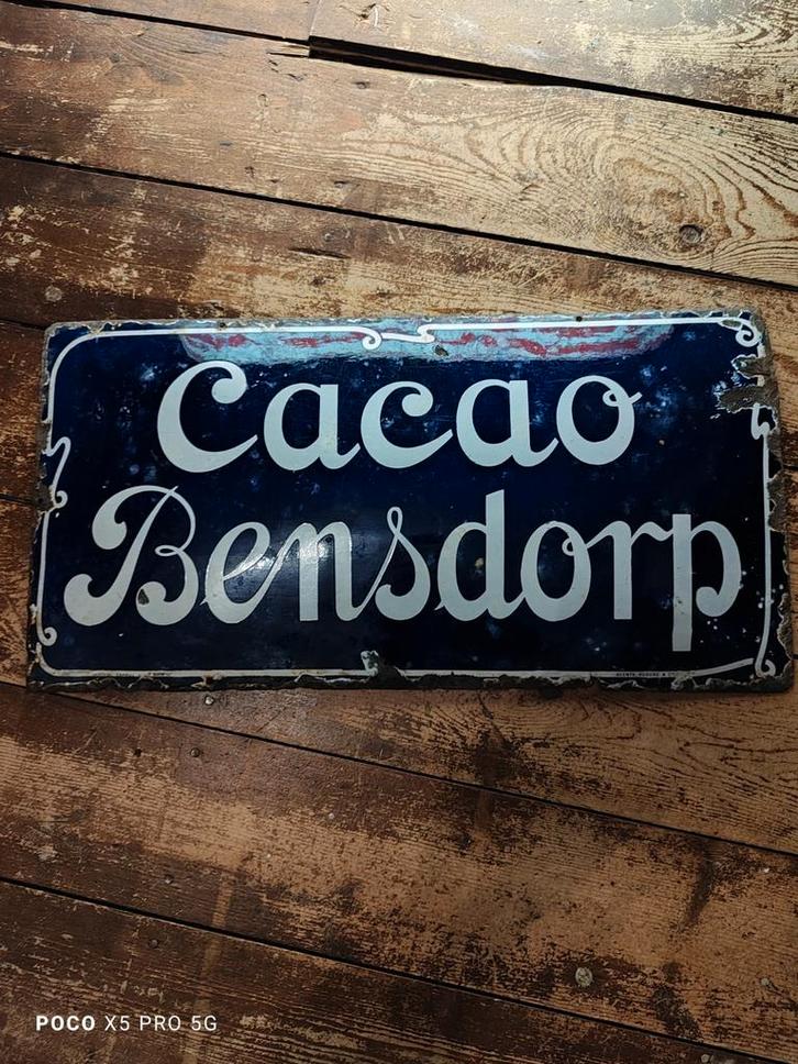Bensdorp cacao emaille bord, Verzamelen, Merken en Reclamevoorwerpen, Zo goed als nieuw, Reclamebord, Ophalen of Verzenden