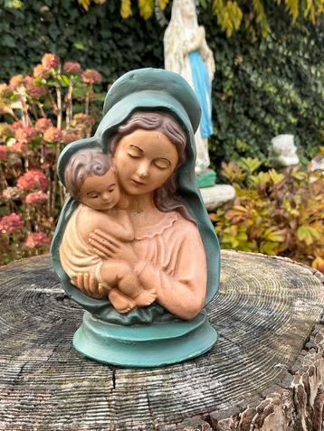 Antiek Frans Mariabeeld met Kindje ❤️ Maria borstbeeld beschikbaar voor biedingen
