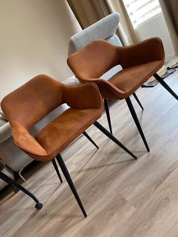 4 Bruine /donker grijs/ groen stoffen stoelen beschikbaar voor biedingen
