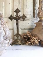 Antiek koperen kruisbeeld ~ crucifix, Ophalen of Verzenden
