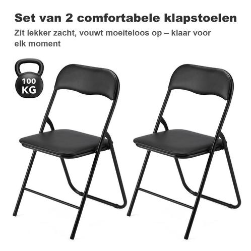 Bardi 2 Delige Klapstoelenset 100KG - 43 x 38 x 87 cm., Huis en Inrichting, Stoelen, Nieuw, Twee, Kunststof, Metaal, Overige kleuren