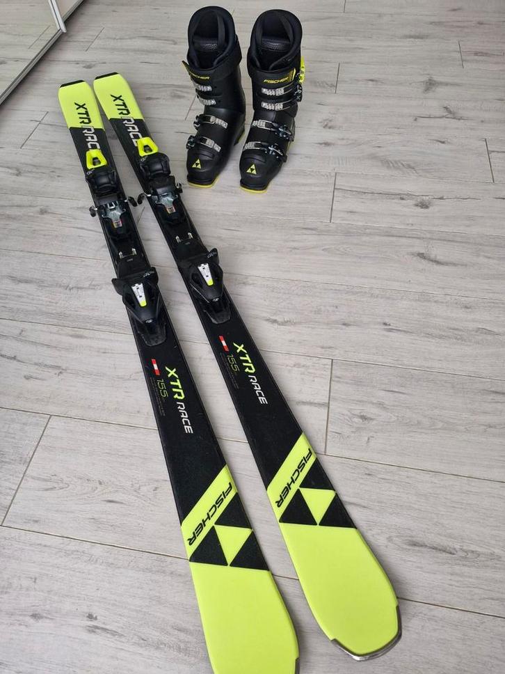 Fischer XTR Race Ski's + Schoenen, Sport en Fitness, Skiën en Langlaufen, Zo goed als nieuw, Ski's, Skiën, Fischer, Carve, 140 tot 160 cm