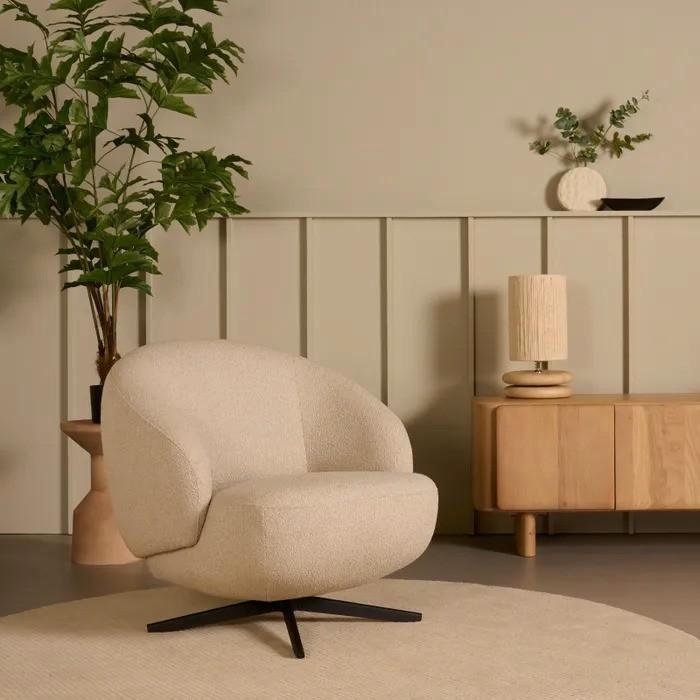 Draaifauteuil Beige Nieuw in Doos, Huis en Inrichting, Fauteuils, Nieuw, Stof, 50 tot 75 cm, 75 tot 100 cm, Ophalen of Verzenden