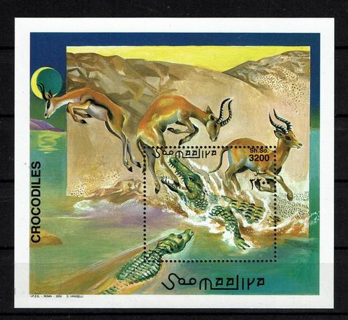 somalie 2000 pf blok krokodillen antilope wildlife reptielen, Postzegels en Munten, Postzegels | Thematische zegels, Postfris