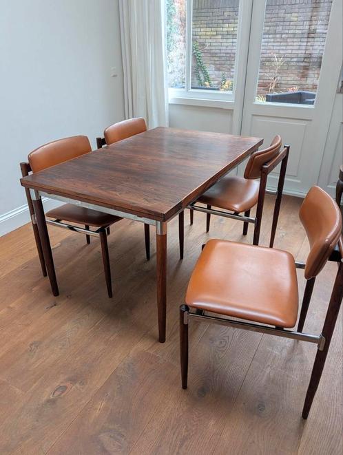 Topform I Palissander I mid century I Stoelen en Tafel, Huis en Inrichting, Stoelen, Gebruikt, Vier, Hout, Bruin, Ophalen