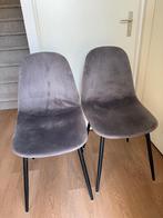 2 grijze velvet stoelen Napoli, Huis en Inrichting, Stoelen, Ophalen, Gebruikt, Grijs, Twee