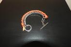 Dyrberg Kern armband zilver kleurig met oranje lintje, Verzenden, Zo goed als nieuw, Zilver, Overige materialen