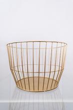 Gouden Metalen Draadmand Opbergmand, Overige materialen, Gebruikt, Mand, Rond