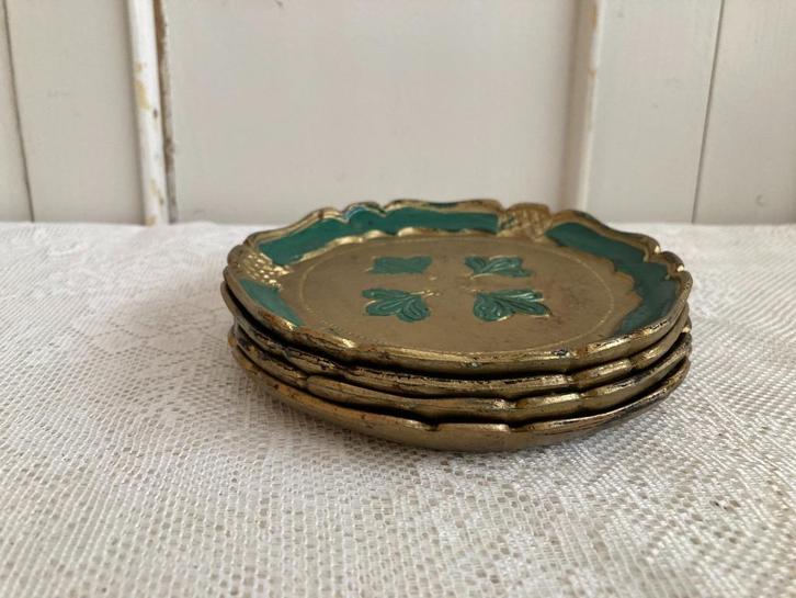 4x Florentijnse houten onderzetters, Antiek en Kunst, Curiosa en Brocante, Ophalen of Verzenden