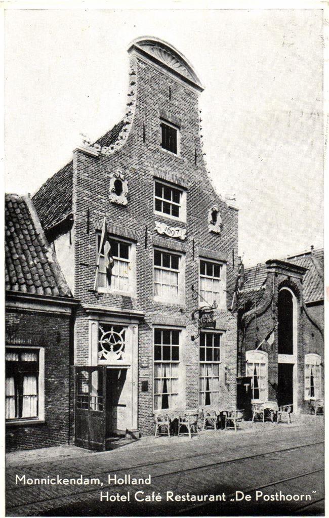 Monnickendam - Hotel Cafe Restaurant De Posthoorn - 1965 gel, Verzamelen, Ansichtkaarten | Nederland, Gelopen, Noord-Brabant, Voor 1920
