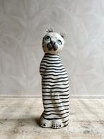 Houten  poes kat XL beeld zwart wit strepen, Ophalen of Verzenden, Zo goed als nieuw, Dier