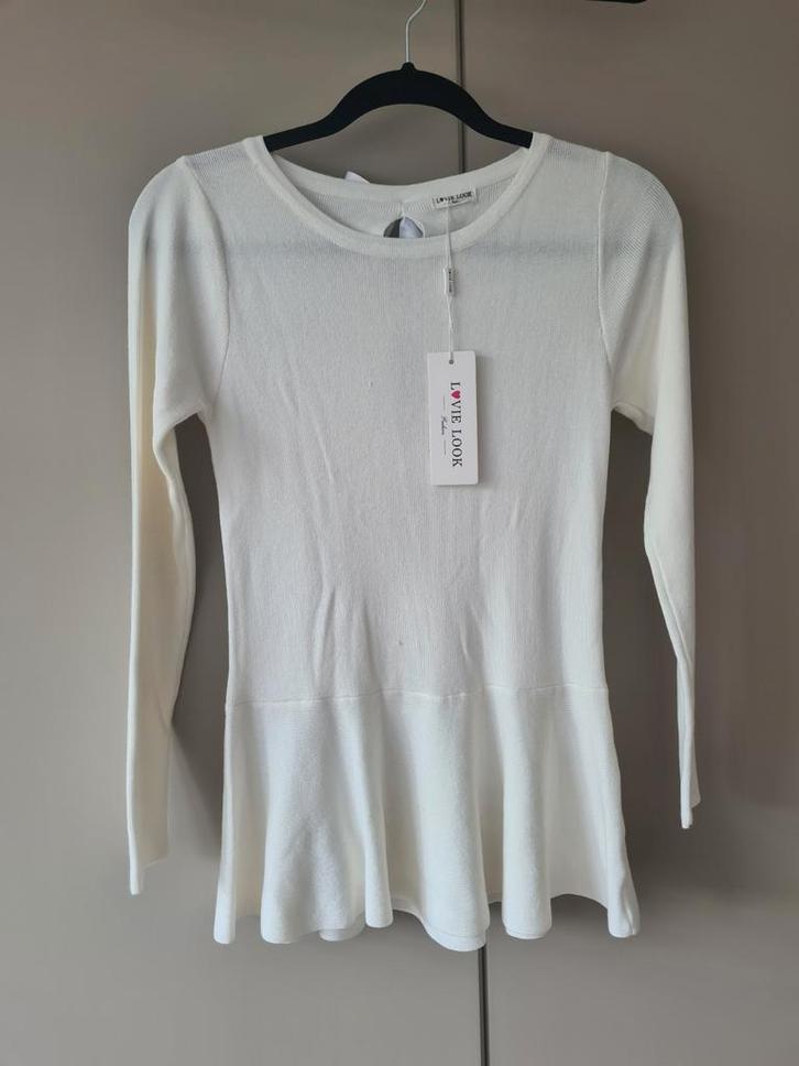 Romantische crème top met strikjes, Kleding | Dames, T-shirts, Nieuw, Beige, Lange mouw, Ophalen