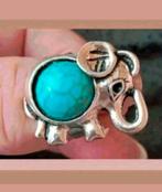 Ring turquoise steen olifant open, Sieraden, Tassen en Uiterlijk, Ringen, Verzenden, Nieuw, Zilver