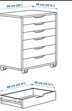 ALEX Ladeblok op wielen, wit, 67x66 cm, Huis en Inrichting, Kasten | Ladekasten, Ophalen, Gebruikt, 5 laden of meer, 50 tot 100 cm