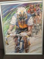Litho Wielersport Jan Hofland 1989, ingelijst, Ophalen of Verzenden