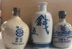 3 oude aardewerk sake flessen uit Japan een fles gemerkt, Ophalen of Verzenden