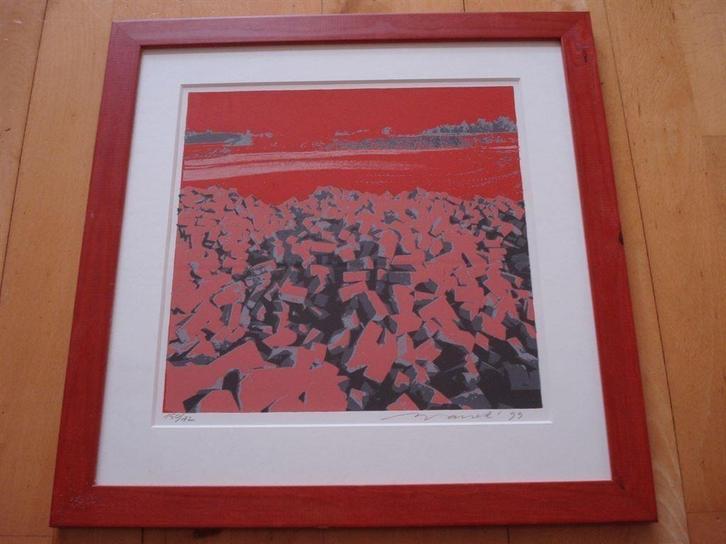 Willem Brauck, stapel stenen, gesigneerd, Antiek en Kunst, Kunst | Litho's en Zeefdrukken, Ophalen of Verzenden