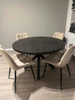 Eettafel rond met 4 stoelen, Huis en Inrichting, Ophalen, 100 tot 150 cm, Rond, Zo goed als nieuw