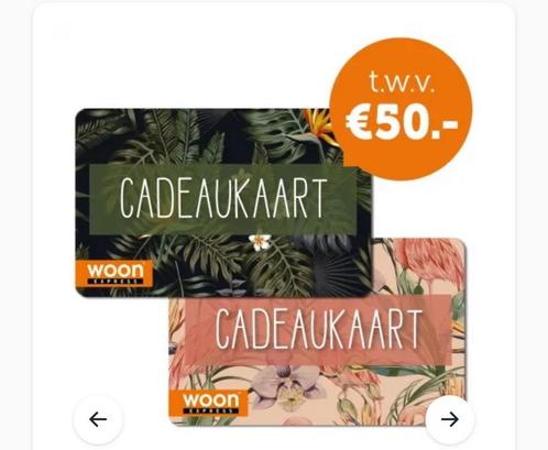 Woonexpress Cadeaukaart t.w.v. €50,00, Tickets en Kaartjes, Kortingen en Cadeaubonnen, Eén persoon, Overige typen, Cadeaubon