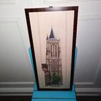 Handgeborduurde Grote Kerk Gorinchem in lijst, Ophalen, Gebruikt