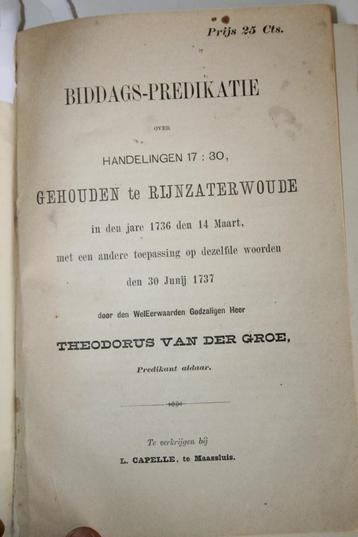 Van der Groe, Brakel, Van den Oever, Luther en Appelius  beschikbaar voor biedingen