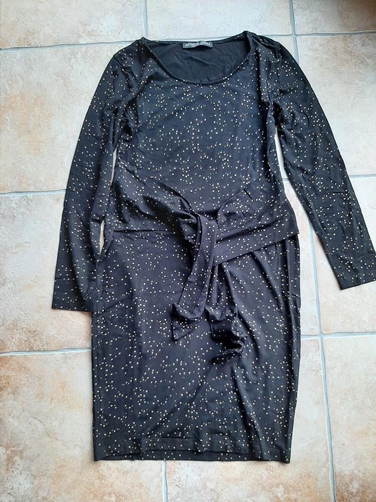 Jufrrouw Jansen Jurk zwart met bruine spikkeltjes M, Maat 38/40 (M), Zwart, Ophalen of Verzenden, Zo goed als nieuw