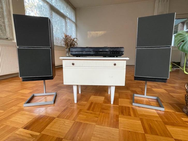 B&O Beovox S120 + originele stands – gerefoamed– palissander, Audio, Tv en Foto, Luidsprekers, Gebruikt, Front, Rear of Stereo speakers