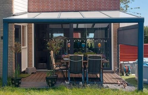 Aluminium overkapping 4.22m x 4.00m, met elektr. screen, Tuin en Terras, Overkappingen, Zo goed als nieuw, Veranda, Ophalen