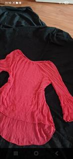 Mooi koraal rood off shoulder tuniek shirt met leuke mouw ma, Ophalen of Verzenden, Zo goed als nieuw, Maat 46/48 (XL) of groter