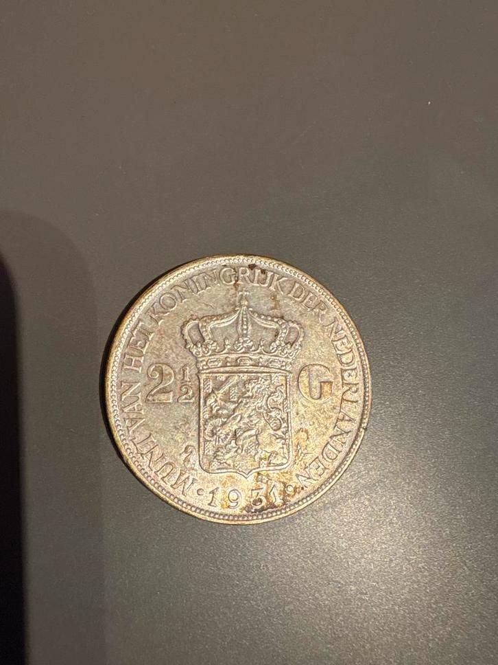 Nederlandse zilveren 2½ gulden munt (“rijksdaalder”, Postzegels en Munten, Munten | Nederland, 2½ gulden, Koningin Wilhelmina