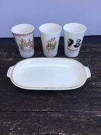 3 bekers + zuurschaaltje van Maastrichts aardewerk, Antiek en Kunst, Ophalen of Verzenden