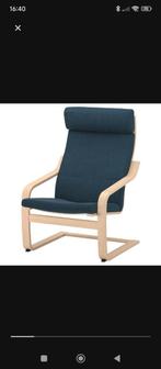 Ikea Poäng fauteuil met houten frame en blauwe bekleding, Ophalen, Hout, Minder dan 75 cm, Scandinavisch