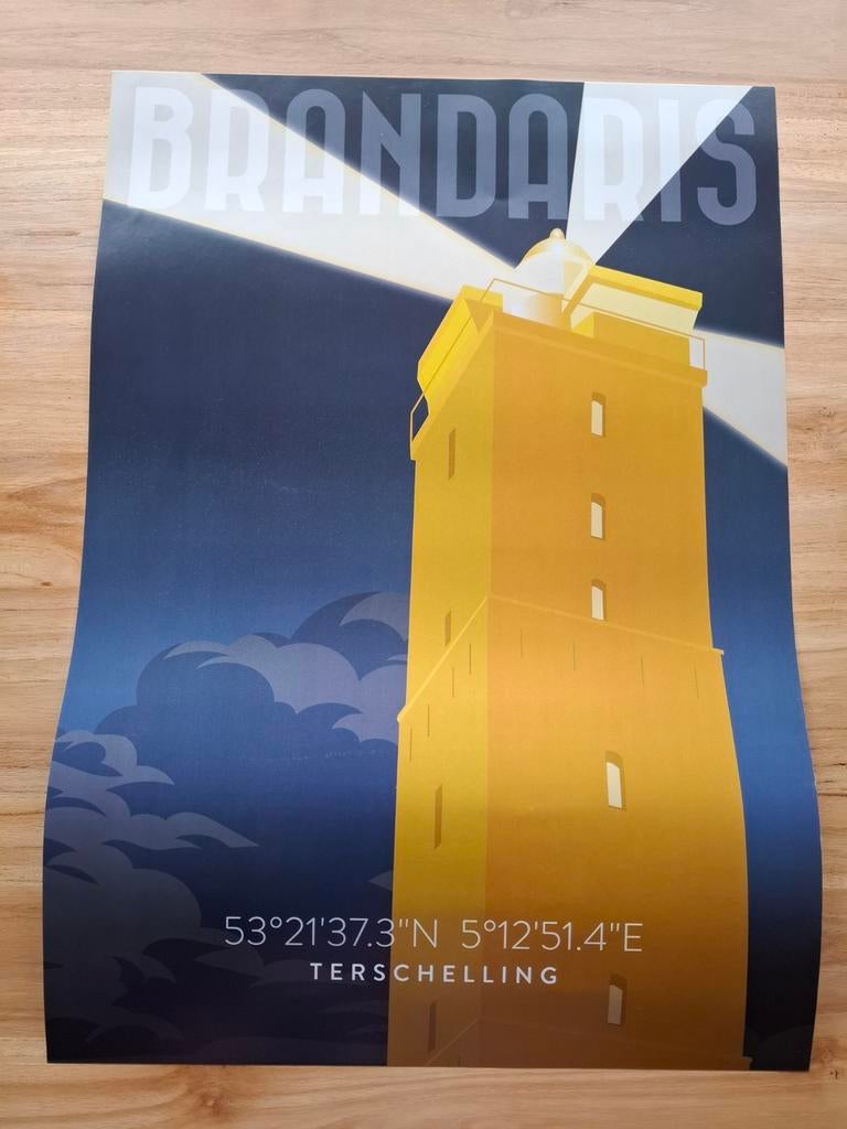 Poster Terschelling Brandaris A2 formaat, Postzegels en Munten, Ophalen, Overige landen, 2 euro