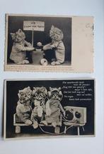 2 oude poezen ansichtkaarten / poes / poesjes, Ophalen of Verzenden, 1920 tot 1940, Gelopen, Hond of Kat