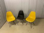 3 kuipstoeltjes (geel / zwart), Huis en Inrichting, Stoelen, Ophalen, Kunststof, Overige kleuren, Drie