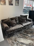Luxe Fluwelen Grijze Bank, Huis en Inrichting, Banken | Bankstellen, Ophalen, Gebruikt, Driepersoons, 75 tot 100 cm