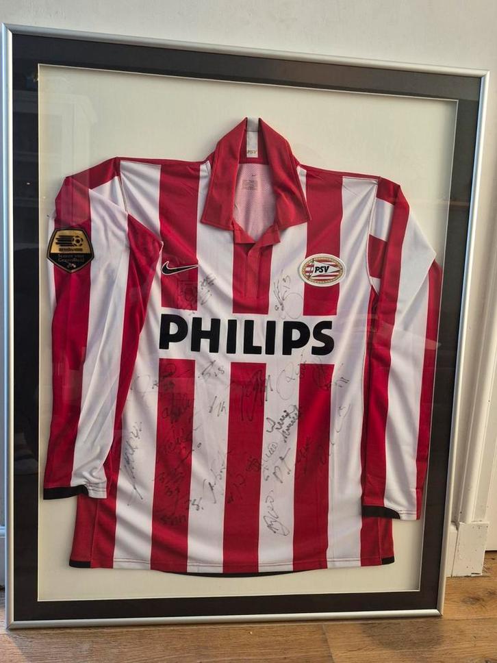 Gesigneerd PSV shirt in lijst, Sport en Fitness, Voetbal, Zo goed als nieuw, Shirt, Maat M, Ophalen of Verzenden