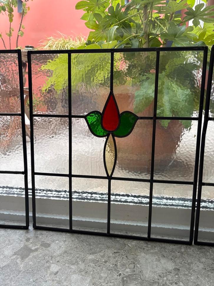 4 Prachtige Glas in Lood Ramen, Antiek en Kunst, Antiek | Glas en Kristal, Ophalen
