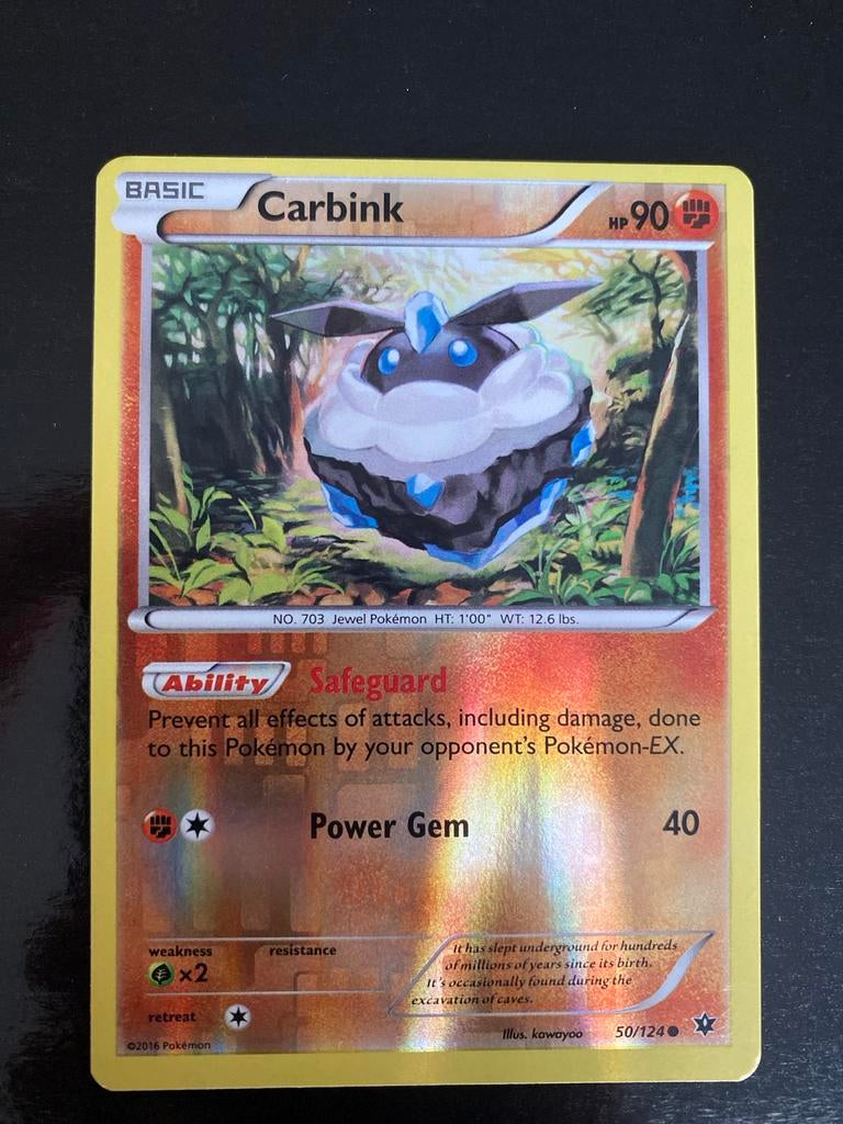 Carbink 50/124 Rev. Holo Pokémon XY Fates Collide 2016, Ophalen of Verzenden, Zo goed als nieuw, Losse kaart, Foil