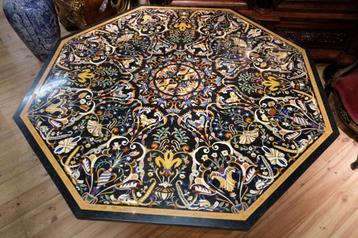 prachtige grote marmeren ingelegde mozaïek tafel beschikbaar voor biedingen