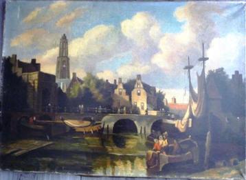 Tolsteegpoort met de Manenburg te Utrecht.- doek geen lijst beschikbaar voor biedingen