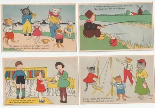 5 ansichtkaarten illustrator RW of RN ? kinderen katten, Verzamelen, Ansichtkaarten | Themakaarten, Gelopen, 1920 tot 1940, Kinderen